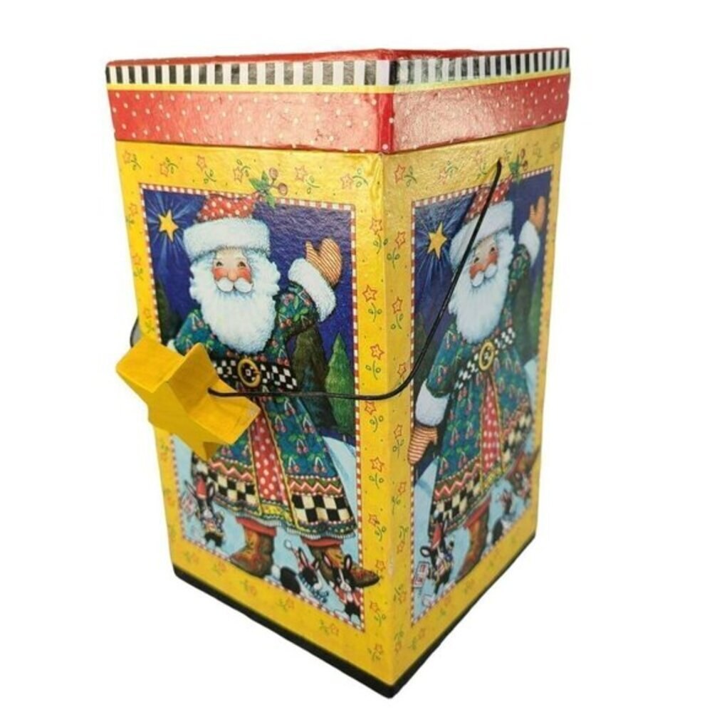 Mary Engelbreit‎ Cherry Santa Claus Christmas Box Lid Wire Handle New Empty READ